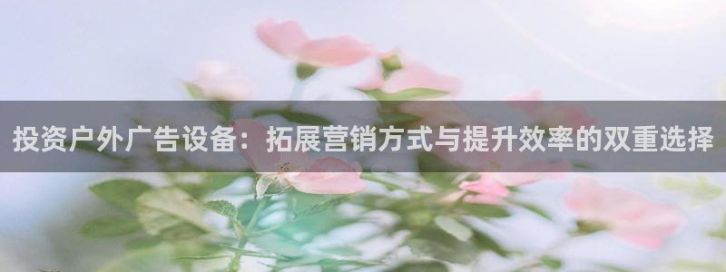 杏宇平台代理多少钱一个：投资户外广告设备：拓展营销方式与提升效率的双重选择