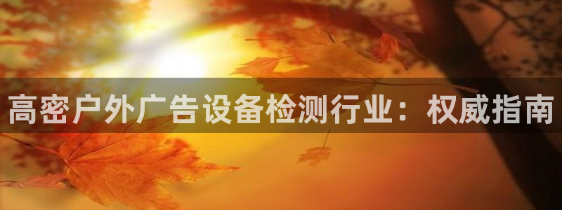 杏宇平台官网注册：高密户外广告设备检测行业：权威指南